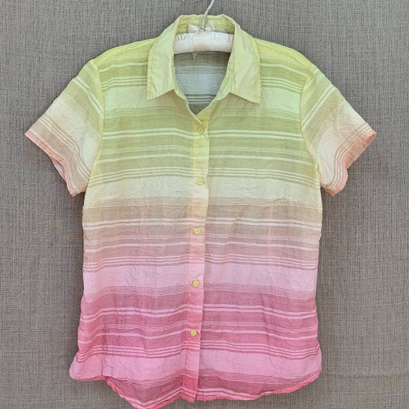 Lemon Grass Tops - LEMON GRASS Ombre Crepe Oversized Button Down Top